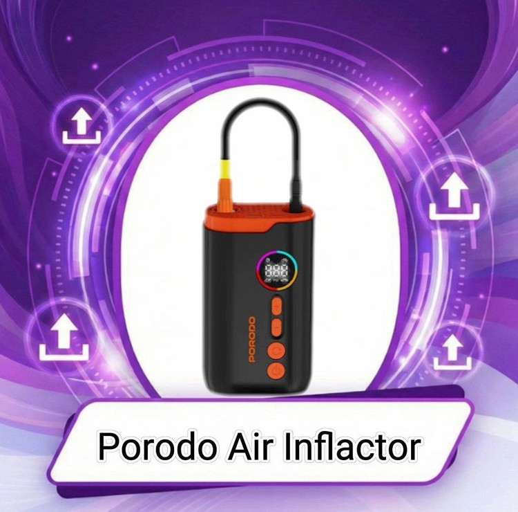 پمپ باد و چراغ قوه شارژی پرودو Porodo Lifestyle Electric Air Inflator PD-LFST181-کد410175